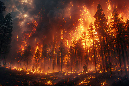 森林中的火灾图片