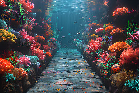海底珊瑚海底奇观背景