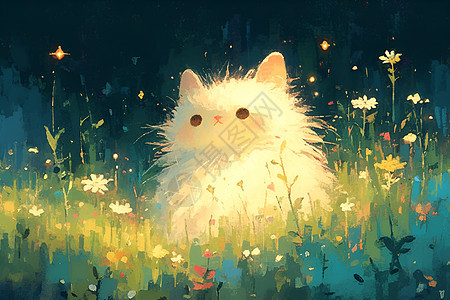 白猫仰望星空图片