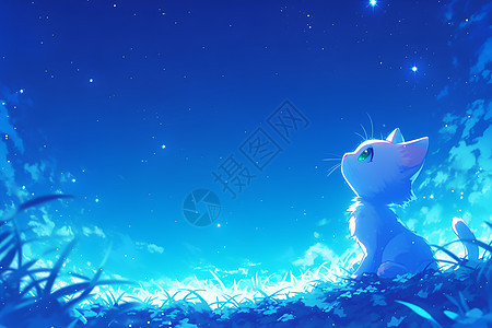 夜空中的猫咪图片