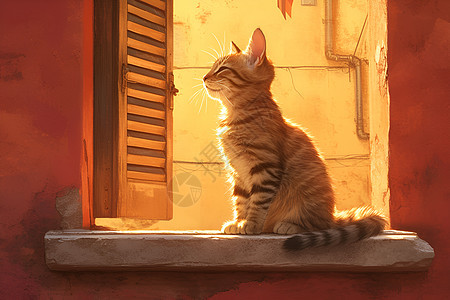 窗台上可爱的猫咪图片
