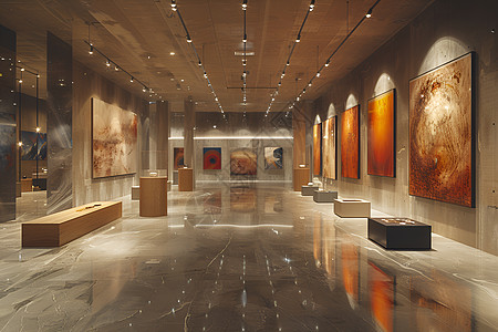 烟雨画廊现代艺术画廊背景