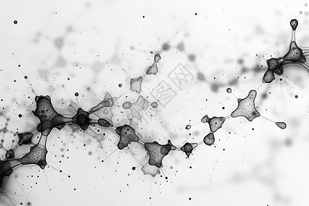 分子微观结构水墨画图片