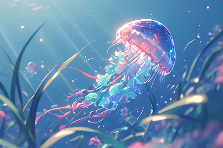大海中的水母背景图片