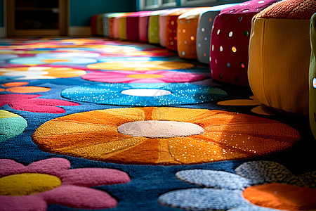 童趣主题地毯和沙发图片