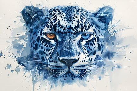 水彩艺术画豹子图片
