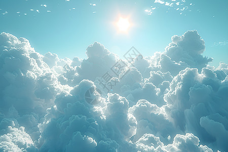 飞机窗外透过云层照射的太阳图片