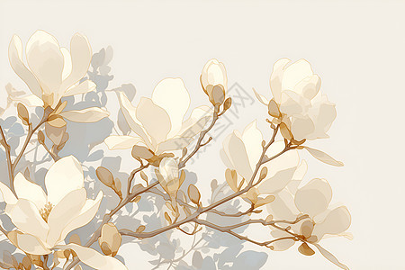 白色花朵插画图片