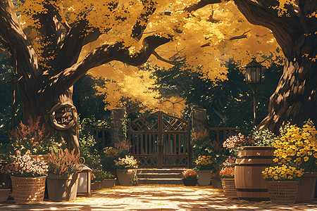 秋日神奇花园美景图片