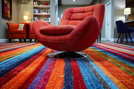 现代风格的纹理地毯和凳子图片