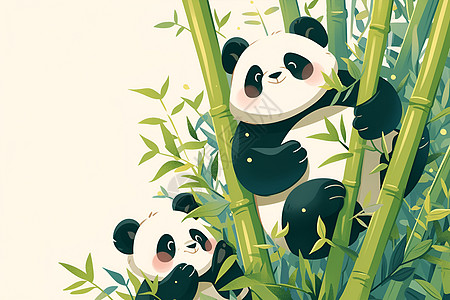 可爱的熊猫和竹子图片