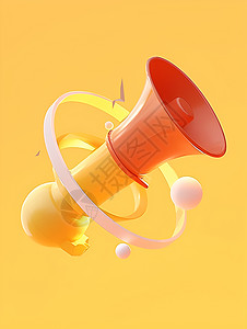 广播喇叭红黄色调的扬声器插画