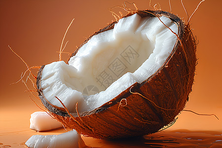 剖开的椰子图片