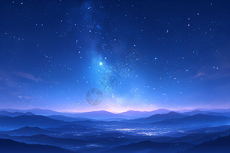 永恒星空下的山峰幻影图片