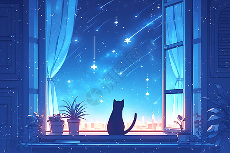 窗台上坐着的小猫高清图片