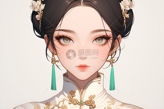 优雅少女插画图片