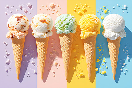 不同口味的冰淇淋食物图片