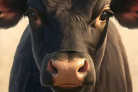 绘画的农业黑牛图片