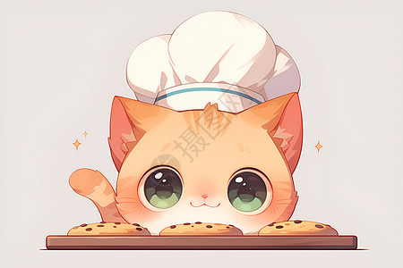 烘焙饼干的猫咪厨师图片