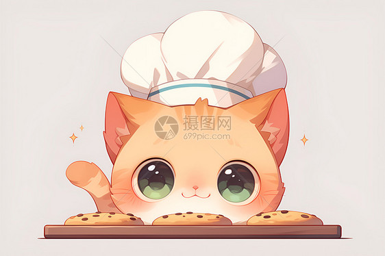 烘焙饼干的猫咪厨师图片