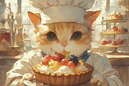 神秘的猫厨师图片