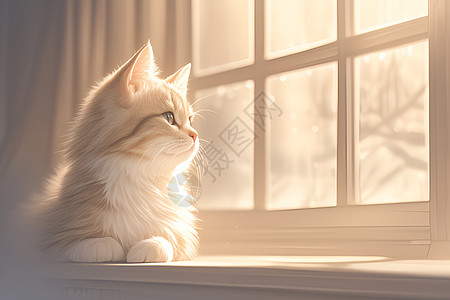 猫咪趴在窗台上图片