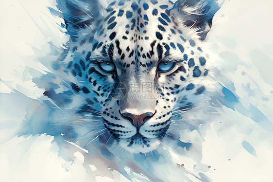 水彩的豹子图片
