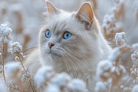 雪地探险的猫咪图片