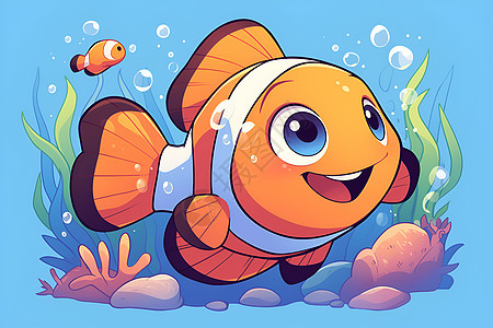 卡通的鱼类插画图片