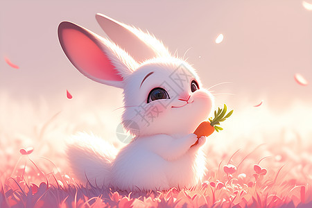 小兔兔拿着胡萝卜图片