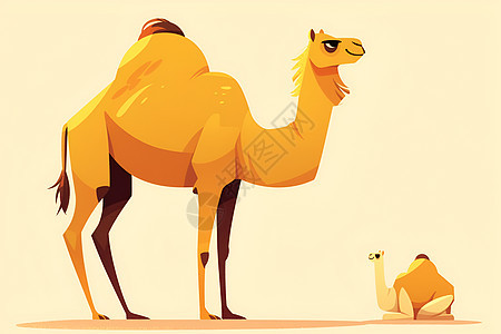 一只可爱的骆驼妈妈图片