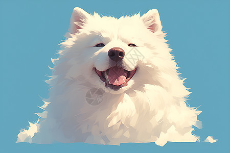 白色毛茸茸的萨摩耶犬图片
