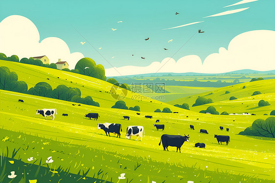 草原上的牛群图片