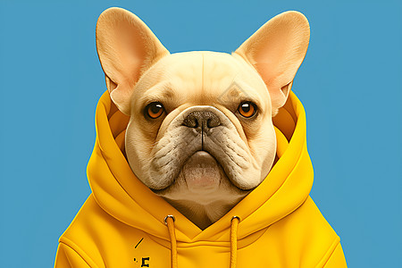 穿着黄色卫衣的狗狗图片