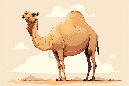 沙漠中站立的骆驼图片