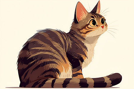 虎斑猫可爱插画图片