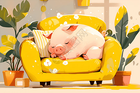 沙发上的小猪高清图片