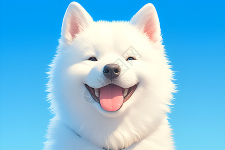 快乐的白色萨摩耶幼犬图片