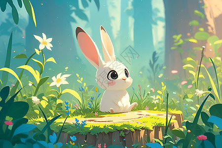 森林中的小兔子图片