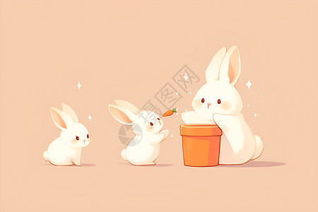 可爱的兔子和胡萝卜图片
