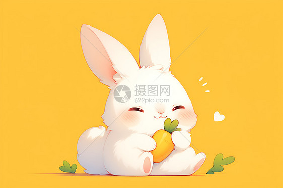 顽皮兔子吃胡萝卜图片