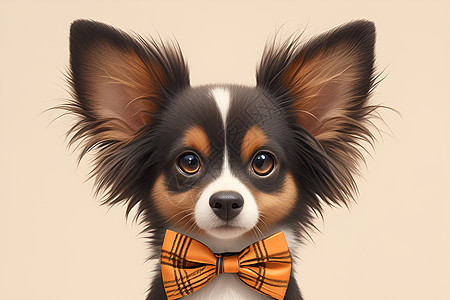 可爱狗狗打着领结插画