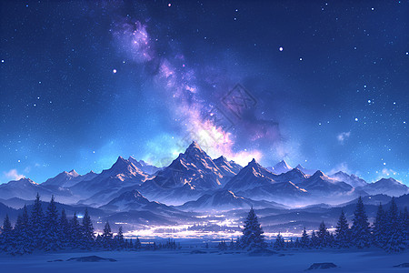 夜空中的银河山脉图片