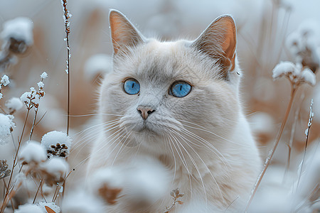 草原上的蓝眼猫图片