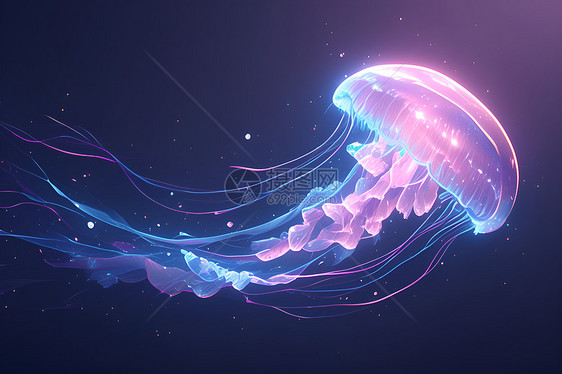 深海发光的水母图片