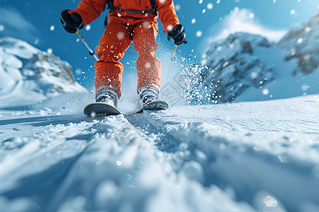 勇敢滑行的滑雪者图片