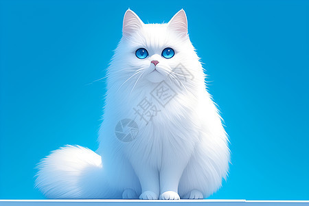 坐着的可爱白猫图片