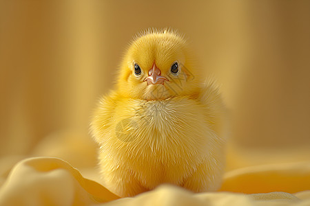 小黄鸡在黄色背景下图片