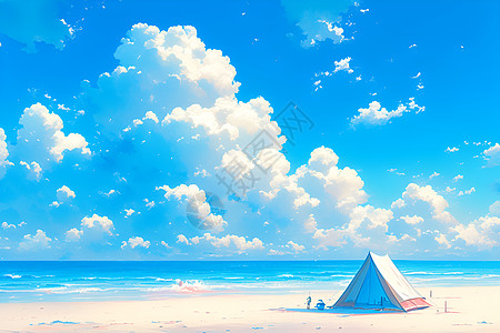 沙滩上的帐篷图片