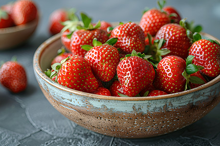 彩釉碗里的草莓图片